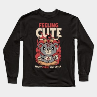 Feeling might might curse you later Funny Baphomet Kawaii Long Sleeve T-Shirt